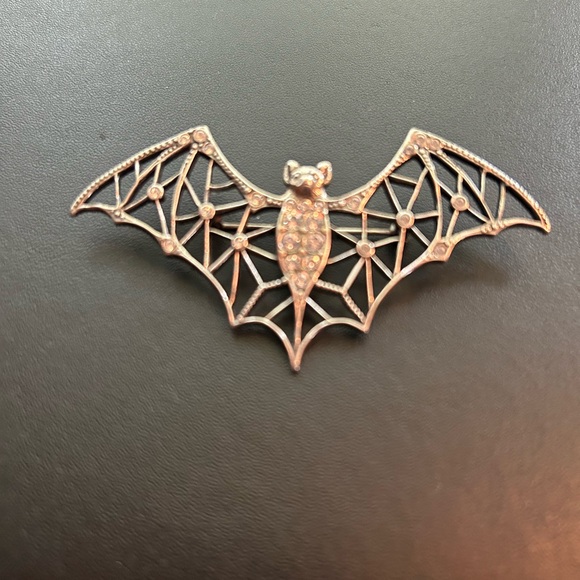 Sterling Silver Bat Pin with Rhinestones - Picture 4 of 6